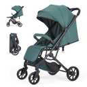 6-36M Compact Baby Stroller, Travel Toddler Seat Pushchair with Shock Absorbing Wheels, Foldable Infant Stroller with Canopy, One Button Brake, Convertible Infant Stroller for Toddler (Dark Green)