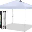 Sophia & William Canopy Tent Pop Up 10x10 ft, Outdoor Patio Portable Commercial Canopies Shelter Heavy Duty Straight Legs with Roller Bag, 8 Stakes, 4 Guy Ropes, UPF50+, White