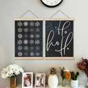 BearCake Navy Blue Winter Wall Art Poster Hanger Frame, Beach Winter Decor, Minimalist Hohoho Snowflake Holiday Xmas Wall Decor for Home Party Gallery, 12x16 Inch Set of 2