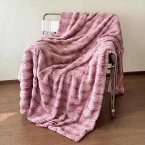 Luxury Wave-Textured Faux Fur Throw Blanket for Couch, Fuzzy Soft Plush Thick Bubble Blanket for Sofa Bedroom Living Room, 50 * 60 Inches