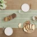 ZeeMart Farmhouse Braided Striped Table Runner, Rustic Blue Table Runners 108 Inches Long Boho Home Decor, Dusty Blue 15x108 Inches