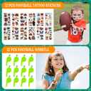 142Pcs Football Party Supplies Serves 12 People,Football Themed Party Favors with Whistles, Slap Bracelet, Tattoo Stickers, Silicone Bracelet, Keychains, Plastic Straws, Gift Bags