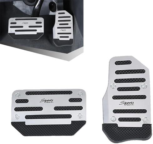 Tesnaao 2 PCS Car Non-Slip Pedal Pads Set, Accelerator Pedal Covers, Car Brake Pedal Protectors, Automatic Automobile Accessories, Universal for Most Cars, Trucks and Vans (Silver #XB-373)