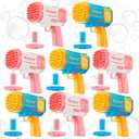 8-Pack Bubble Gun with Solution Refill, 40-Hole Automatic Rocket Shape Bubble Machine Blaster Blower Bulk for Wedding, Outdoors, Party Favors, Photo Prop, Reception Entertainment