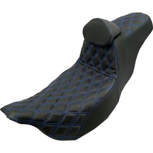 HDBUBALUS Motorcycle Seat Driver Passenger Touring Seat with Backrests for Harley Electra Glide Classic Street Glide Road Glide 2009-later (Blue Stitching)