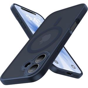 Magnetic Shockproof for iPhone 17 Case,[Full Camera Protection][Compatible with Magsafe][Non-Slip][Mil-Grade Protection] Slim Anti-Yellowing Translucent Matte Phone Case for iPhone 17,Navy Blue