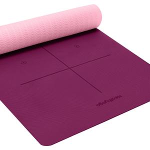 Heathyoga Yoga Mat Non Slip TPE Pilates Exercise Mats for Home Workout Gym Fitness Eco Friendly Thick Hot Yoga Mat with Strap Body Alignment,72"x 26" Thickness 1/4"