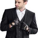 YISEVEN Men's Leather Driving Gloves (Black)