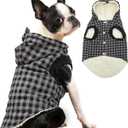Fleece Lining Dog Hoodie for Small Dogs Extra Warm Plaid Sweater with Drawstring Hooded Coats in Winter Puppy Jacket,Black S (Small (Pack of 1))