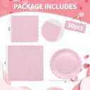 100Pcs Pink Party Supplies Include Pink Paper Plates and Napkins Disposable Pink Scalloped Plates for Birthday Baby Shower Mothers Day