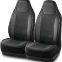 Road Comforts Car Seat Cover, Leather Car Seat Covers, Automotive High Back Front Car Seat Covers, Airbag Compatible, Universal Fit for Most Cars (Black)