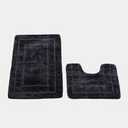 Foam Toilet Rug Set 3 Piece and Bathroom Mat with Toilet Lid Cover and Tank Cover Set Black