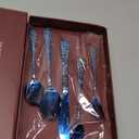 Wave Cutlery Set 20 Pieces Stainless Steel Flatware Set Service for 4 Utensils For Home Kitchen Wedding Laser Engraved Dishwasher Safe (All Blue)