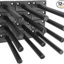 12 Pcs 5" Black Solid Steel Floating Shelf Bracket Blind Shelf Supports - Hidden Brackets for Floating Wood Shelves - Concealed Blind Shelf Support – Screws and Wall Plugs Included