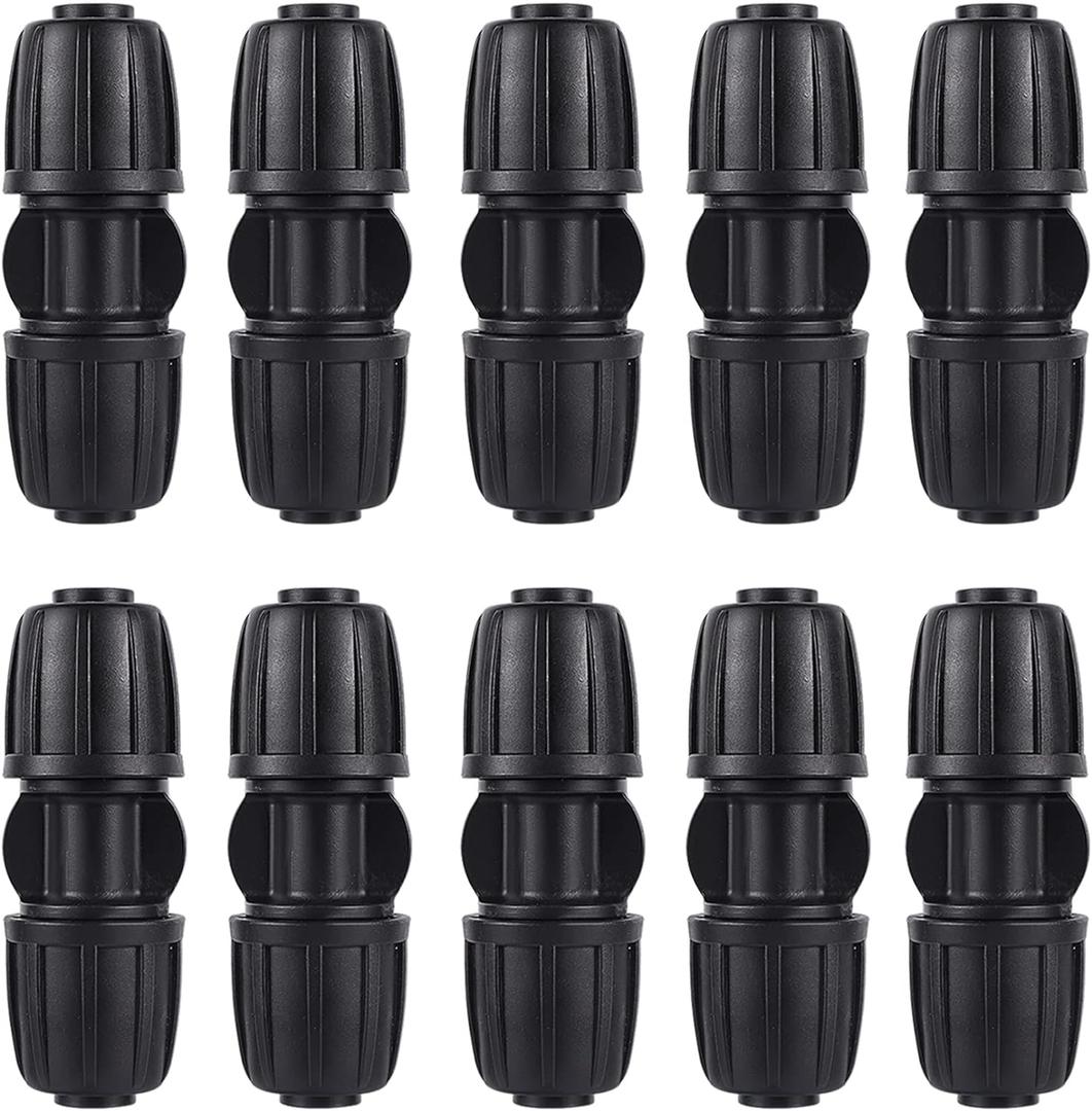 10 Pack 1/2 Inch Drip Irrigation Coupling Connectors (1/2" ID x 0.65" OD) - 1/2'' Drip Line Anti-Drop Barbed Locked Straight Connectors for 1/2 Inch Drip Tubing Garden Irrigation System