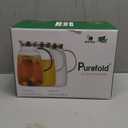 Purefold Pitcher with Lid, Glass Jug with Stainless Steel Lid for Hot and Cold Water, Fruit Tea, Coffee Maker, Ice Tea, Juice, Pineapple Series (Clear, 80 oz)