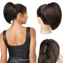 Ponytail Extension - 10" Short Claw Clip in Ponytail Hair Extensions Messy Bun Hair Piece Natural Soft Synthetic Straight Pony Tail Hair Pieces for Women - Chocolate Brown