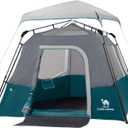 Camping Tents 4 Person Pop Up - Sets Up in 60s for Family Camping, Windproof Design, Family Cabin Tent with Rainfly & Backpack Carry Bag, Steel Blue