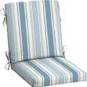 Arden Outdoor Midback Chair Cushion, 18 x 16.5, Rain-Proof, Fade Resistant French Blue Linen Stripe