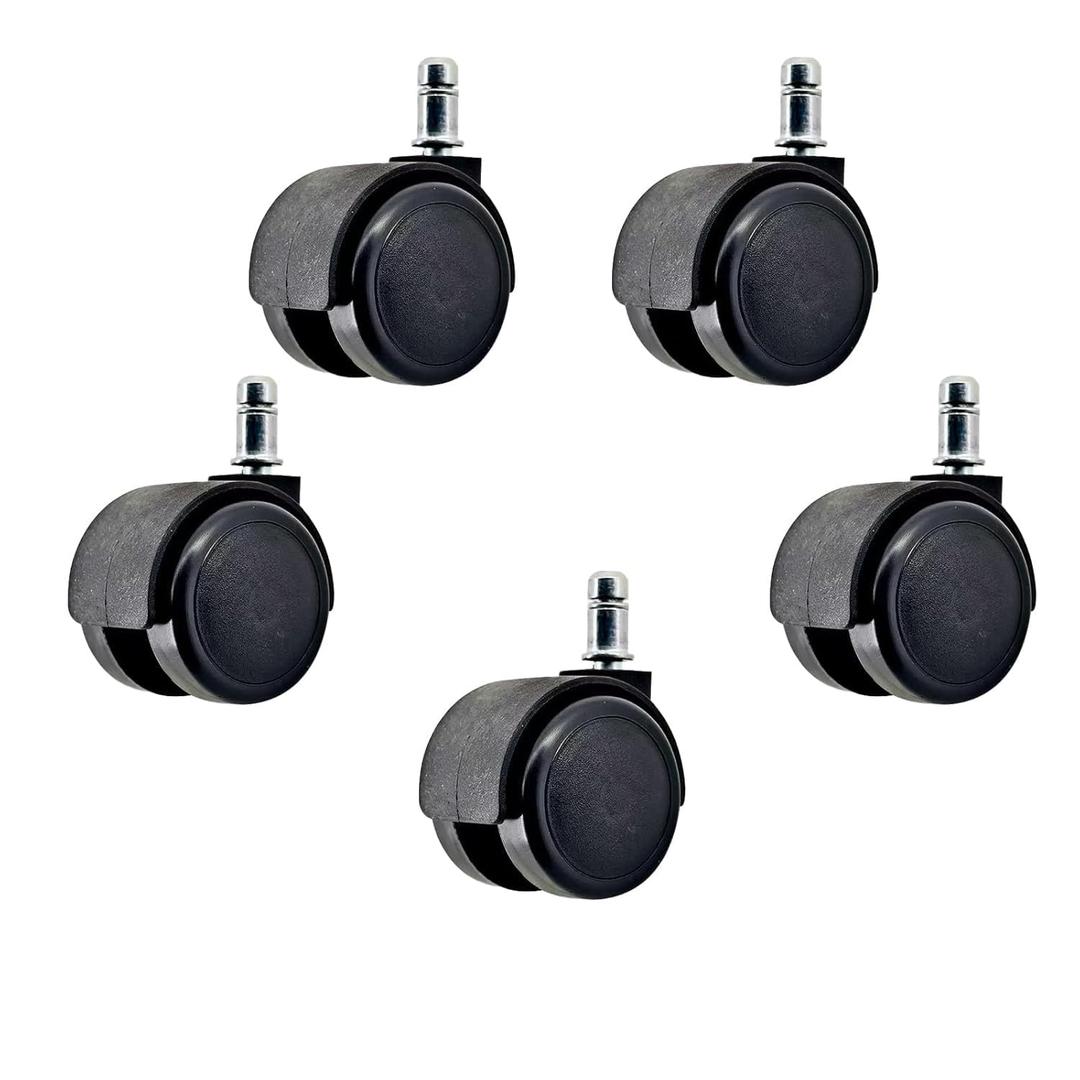 2 inch Criss Cross Chair Wheels Heavy-Duty Mute Rubber, Safe for Hardwood & All Floors, Universal Stem Fit 99% Desk Chairs, Set of 5