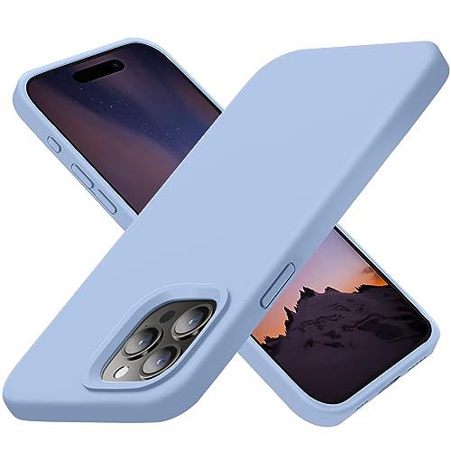 Cordking Designed for iPhone 15 Pro Max Case, Silicone Ultra Slim Shockproof Phone Case with [Soft Anti-Scratch Microfiber Lining], 6.7 inch, Light Blue