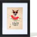 12x16 Picture Frame Black, Display Pictures 8.5x11 with Mat or 12x16Without, 12 by 16 Wooden Poster Frame for Art for Home Decor Gifts