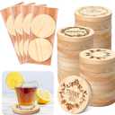 Hushee 108 Pcs Wood Car Coasters with Bags and Cards 2.75'' Sublimation Blanks Wood Cup Holder Coasters Wooden Slices Blanks Bulk Set Auto Accessories Car Cup Holder Coaster