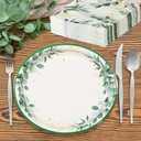 Yiyiring 150 Pcs Party Supplies, 50pcs Plates 11inch and 100pcs Paper Napkins 13 inches for Party(Eucalyptus)