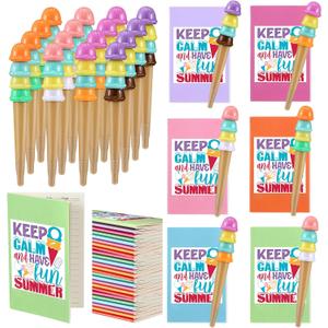 Sayglossy 24 Pcs End of Year Gift for Student from Teacher Summer Graduation Gift Ice Cream Party Favors Include Colorful Notebook Ice Cream Pen End of Year Student Gifts for Office Class School