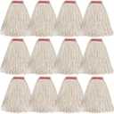 Matthew Cleaning 24oz 12Pack Cotton Mop Head Replacement,Looped-Open String Heavy Duty String Mop Refills,Universal Headband Blend,Floor Cleaning for Home, Industrial and Commercial Use(White)