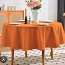 Round Tablecloth Water and Stain Resistant Washable Table Cloth Selected Wrinkle Free Polyester Circular Table Cover for Dining, Parties, Camping (60 Inch, Orange)