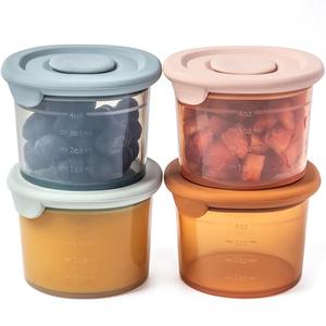 Moonkie Silicone Baby Food Containers | 4 oz Baby Food Storage Jars with Airtight Lids | Reusable Baby Food Jars, Freezer,Microwave and Dishwasher Safe, Perfect for Infant & Toddler
