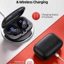 PocBuds Bluetooth Headphones Wireless Earbuds 80hrs Playtime Wireless Charging Case Digital Display Sports Ear Buds with Earhook Deep Bass IPX7 Waterproof Over-Ear Earphones for TV Phone Laptop Black