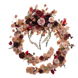 Ling's moment 9FT Eucalyptus and Willow Leaf Garland with White Flower, Handcrafted Wedding Sweetheart Table Centerpieces Head Table Decor Arch Backdrop Decorations for Wedding | Burgundy & Dusty rose