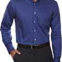 Van Heusen Men's Dress Shirts Fitted Lux Sateen Stretch Solid Spread Collar (18.5" Neck 36"-37" Sleeve, Blue Velvet)