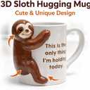 Funny Sloth Hug Coffee Mug - Cute Sloth Gifts For Coworkers Women & Men - White Elephant Gifts for Adults, Funny Office Present