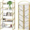 BHG Arched Bookshelf 5 Tier Shelf Storage Organizer Bookcase, No Assembly Folding Book Shelf for Living Room, Bedroom Home Office Rack Bookshelves