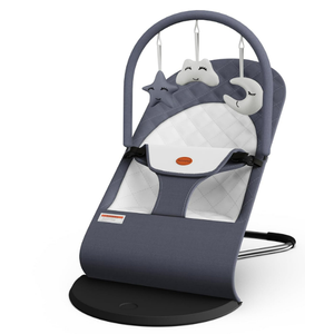 Portable Baby Bouncer Seat for Infants, 0-18 Months, 3 Modes of Use with Rocker & Stationary Options, Ergonomic Infant Chair with Hanging Toys, Baby Shower Gifts – Grey