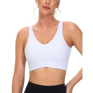 THE GYM PEOPLE Women's Padded Sports Bra V-Neck Wireless Stretchy Workout Crop Tops with Cross Hem Soft Yoga Bras XL