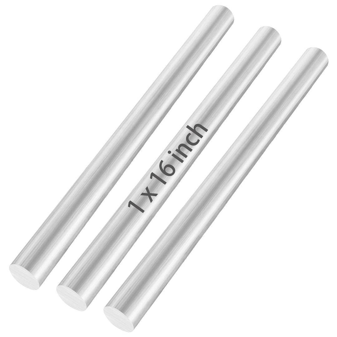 3PCS Aluminum Rod 1 inch Aluminum Round Bar Stock 6061 Solid Extruded Lathe Bar Stock Aluminums Round Rod 16 inch Round Aluminums Bars for Industrial, DIY Craft