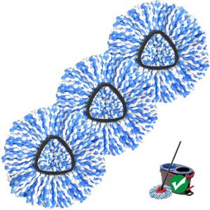 Mop Heads Replacements, 3 Pack Spin Mop Replacement Head for Rinseclean 2-Tank System, Deep Cleaning, Microfiber & Machine Washable