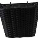 BESPORTBLE Imitated Rattan Woven Electric Bike Basket with Cover Sturdy Plastic Bike Storage Basket for Bicycle Handlebar for Commuting and Shopping