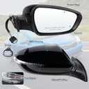 Right Passenger Side Mirror Compatible with 2014 2015 2016 Kia Forte with Manual Folding power glass Heated With Turn signal Black Replace# KI1321182(6 Pins)