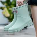 Nutropa Mid Calf Rain Boots for Women,Waterproof Garden Shoes Anti-Slip Rainboots,Outdoor Work Rain Shoes (Green, 39)