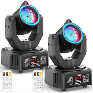 2PCS Compact 30W Stage Moving Head Light with Beam,GOBO Projection,Remote Control Sound Active & DMX512 Control 450 Pan/180 Tilt for DJ Party Home Theater Small Venues