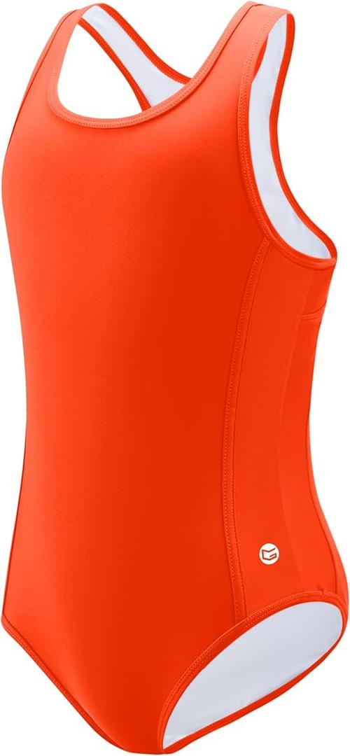 G Gradual Girl's One Piece Swimsuits Racerback Kids Bathing Suit for Girls 16Y, Fully lined for no see-through, Wider straps, UPF 50+, Modest coverage, Swimwear for Swim Team, Beach, Pool