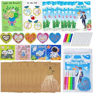 Cinrobiye Wedding Coloring Books Activity Set for Boys Girls Guess the Dress Cards Wedding Party Supplies Favors Goodie Bag Fillers Table Games Reception Activities Ideas