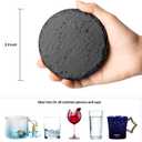 Urbanstrive Slate Drink Coasters with Holder, Set of 8, Round Slate Stone Coasters for Drinks Bar Home, 4 Inch, Black