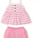 SUNNY PIGGY Toddler Baby Girls Summer Clothes Infant Newborn Outfits Stripe Tank Top Shorts Set, Size 3 Months