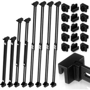 24 Pcs Metal Adjustable File Cabinet Rails Set Include 16 Hanging File Rail Clips 8 Cabinet Dividers Bars Suitable for Cabinets with Drawer Thickness Less Than 1/8 Inch(Black,10-18.5 Inch)